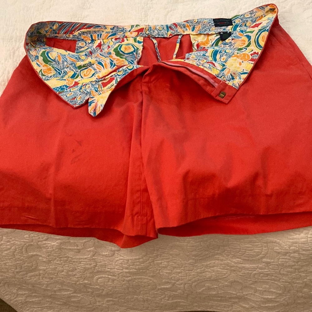Lilly Pulitzer Red Flat Front Men Shorts